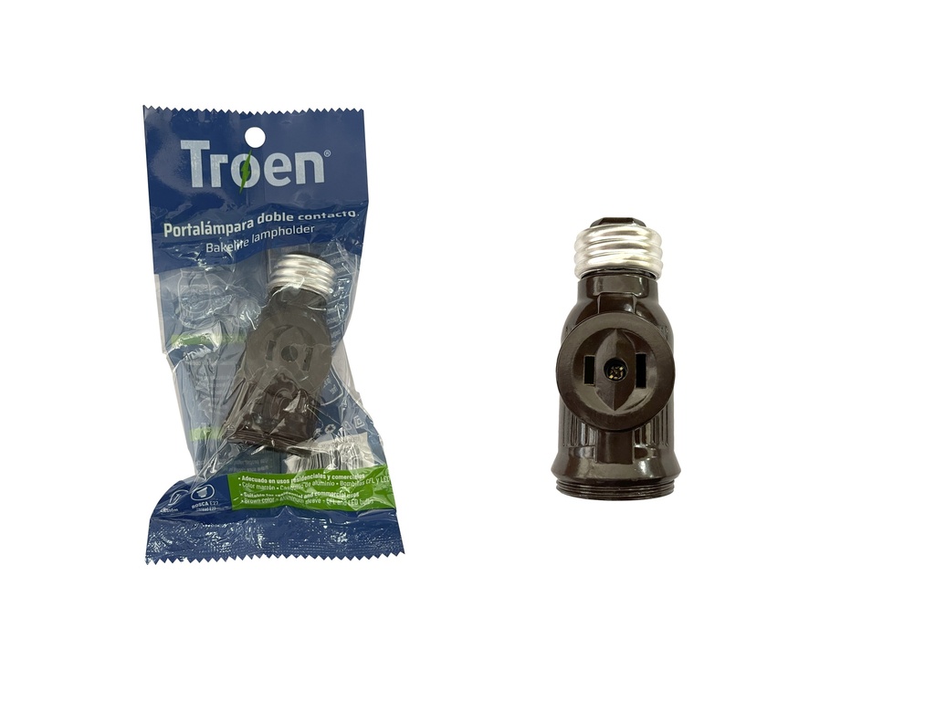 SOCATE DOBLE E27 NEGRO TROEN 7-531