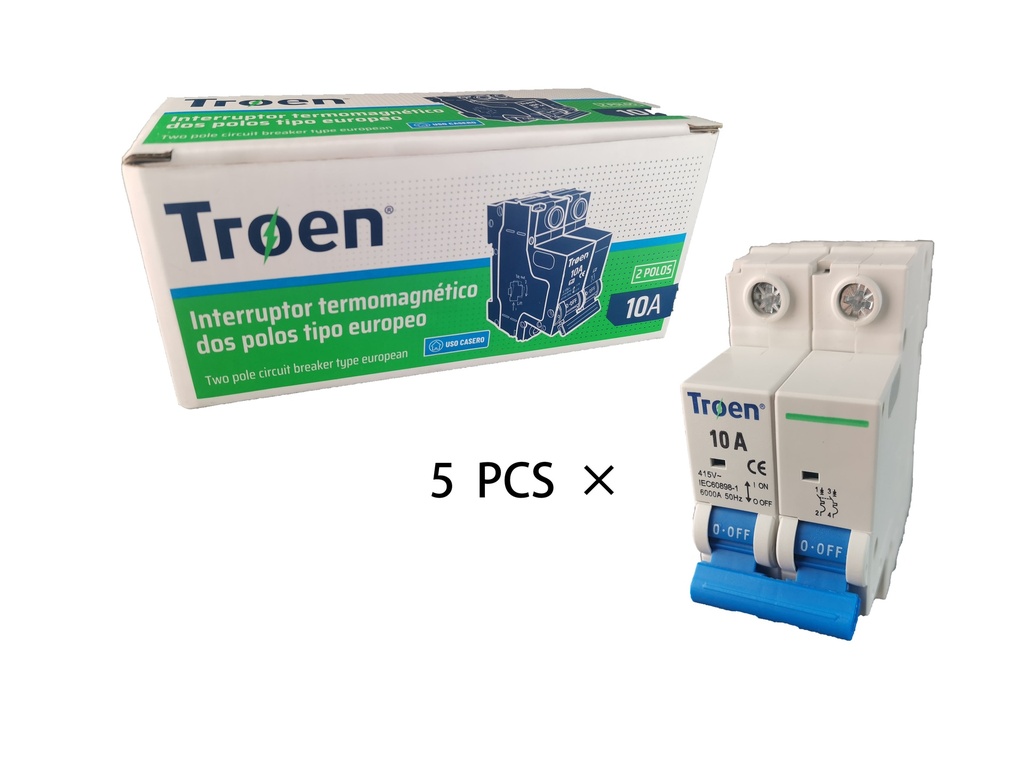 BREAKER TERMOMAGNETICO 2P x 10 AMP TROEN 7-540