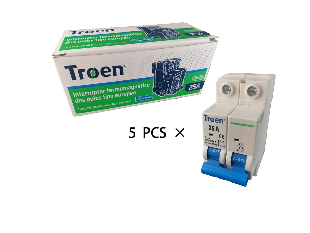 BREAKER TERMOMAGNETICO 2P x 25 AMP TROEN 7-542