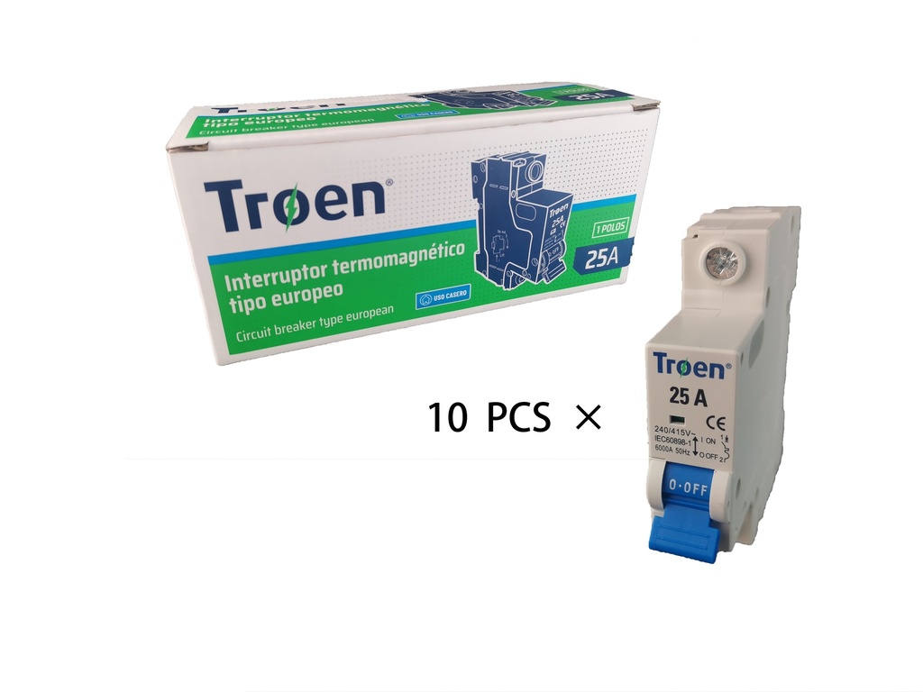 BREAKER TERMOMAGNETICO 1P x 25 AMP TROEN 7-551