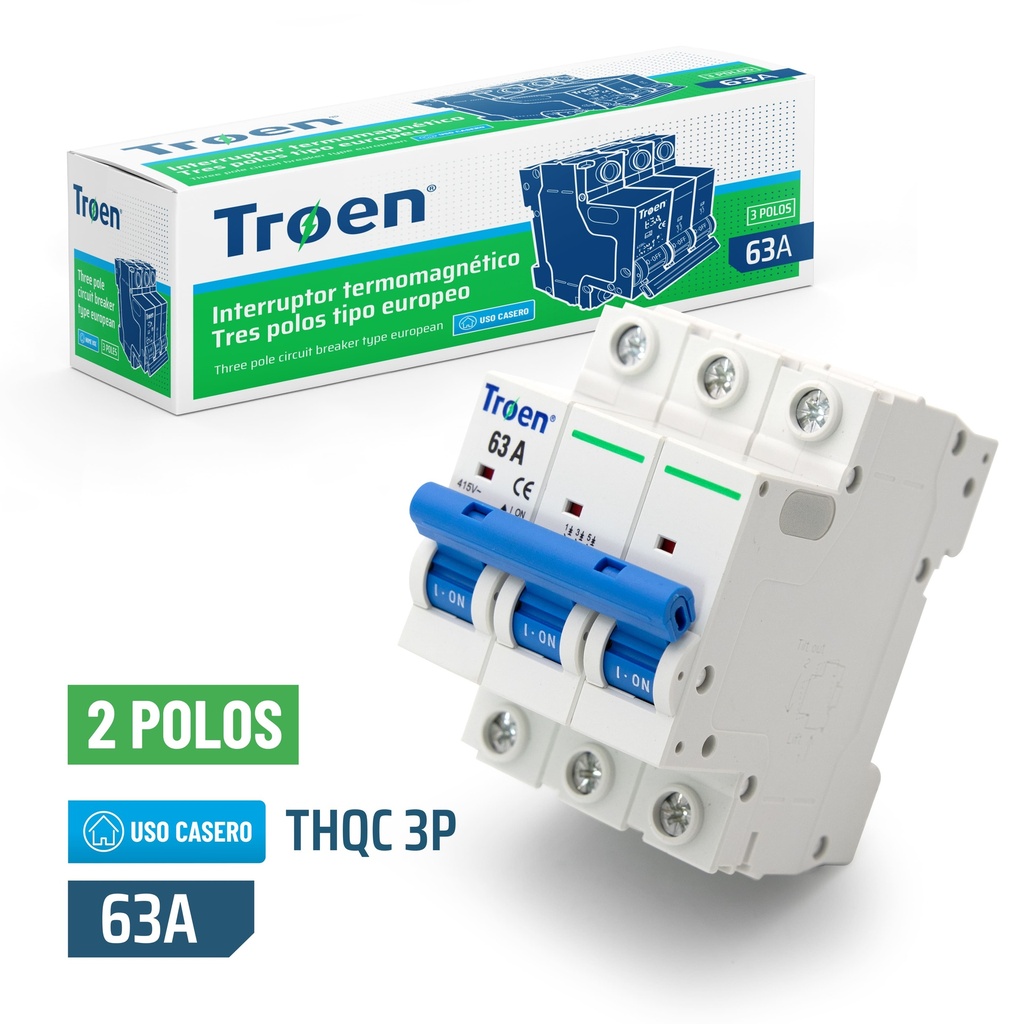 BREAKER TERMOMAGNETICO 3P x 63 AMP TROEN 7-559