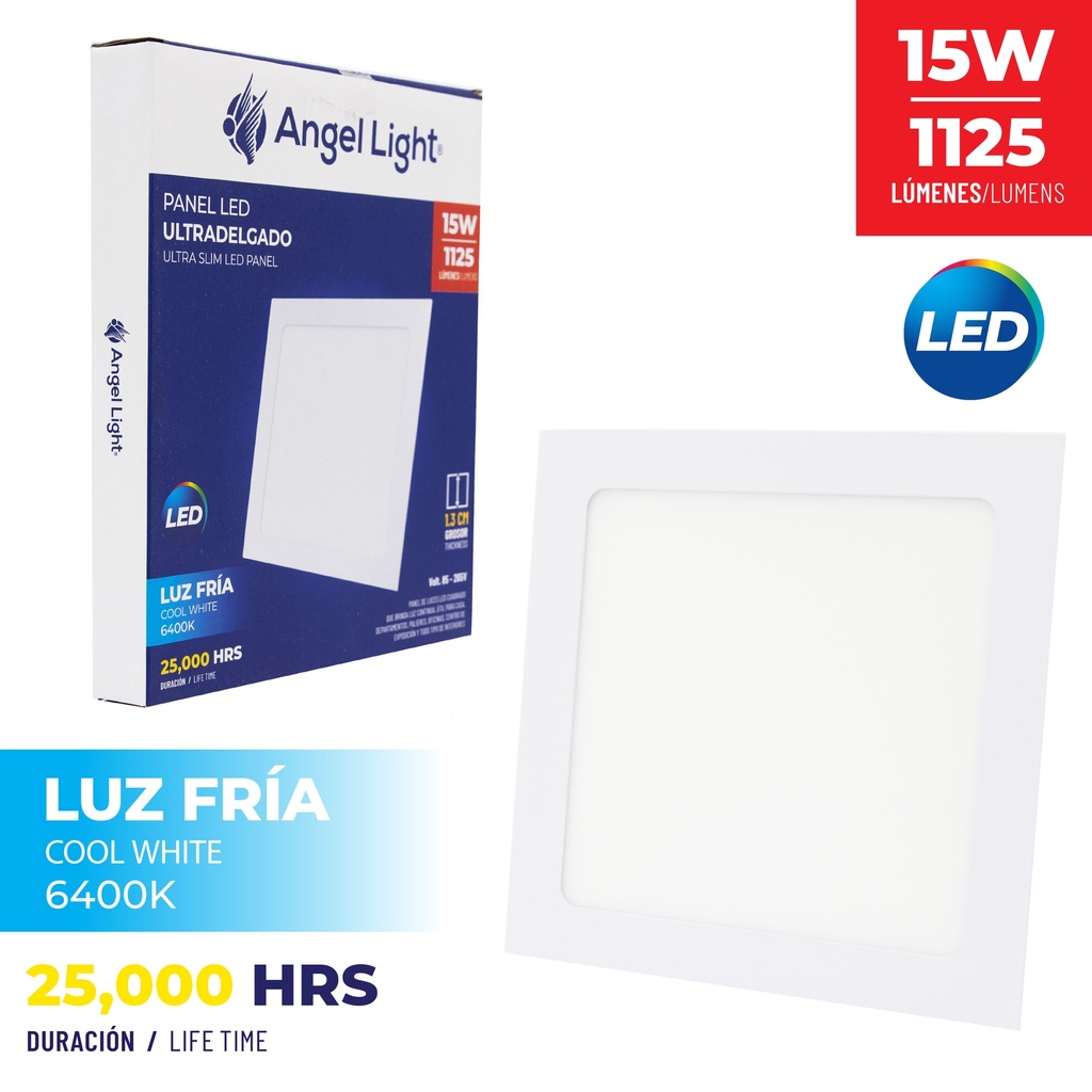 PANEL LED EMP CUAD LUZ FRIA 15W ANGEL L 7-567