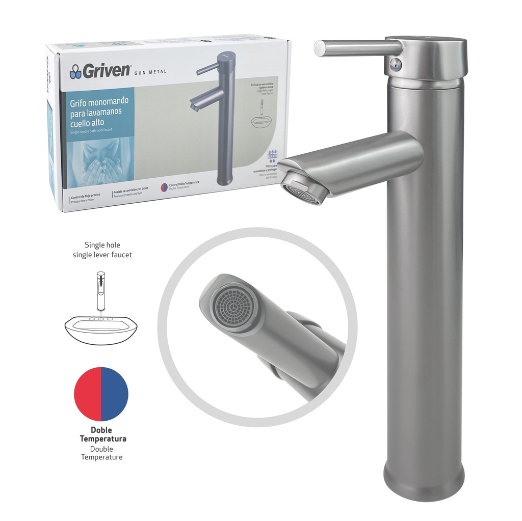 LLAVE LAVAMANO ALTA MONOMANDO GRIVEN GUN M 7-576