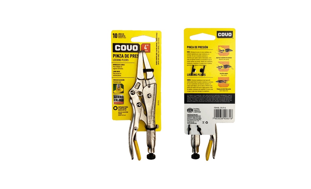 ALICATE DE PRESION PUNTA LARGA 4" COVO 7-586
