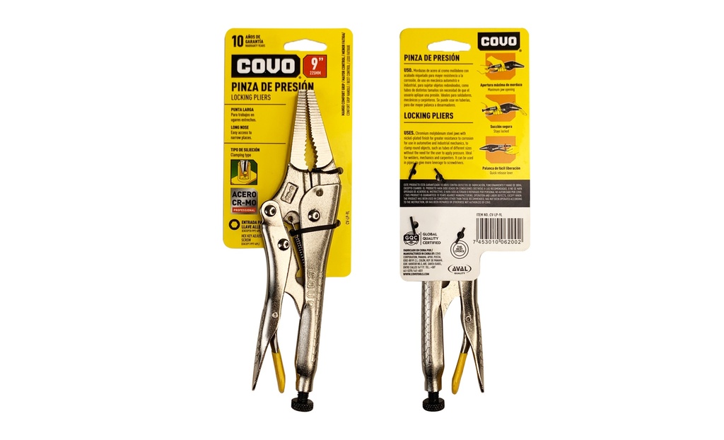 ALICATE DE PRESION PUNTA LARGA 9" COVO 7-590