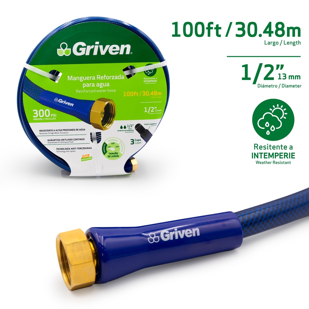 MANGUERA CUL C/CONEX 1/2" x 30,48 MTS GRIVEN 7-596