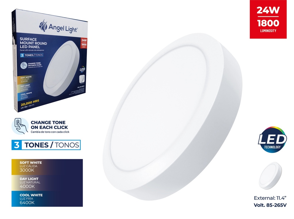 PANEL LED SUPER BLANC RED 24W 3 TONOS ANGEL LIGHT 7-610