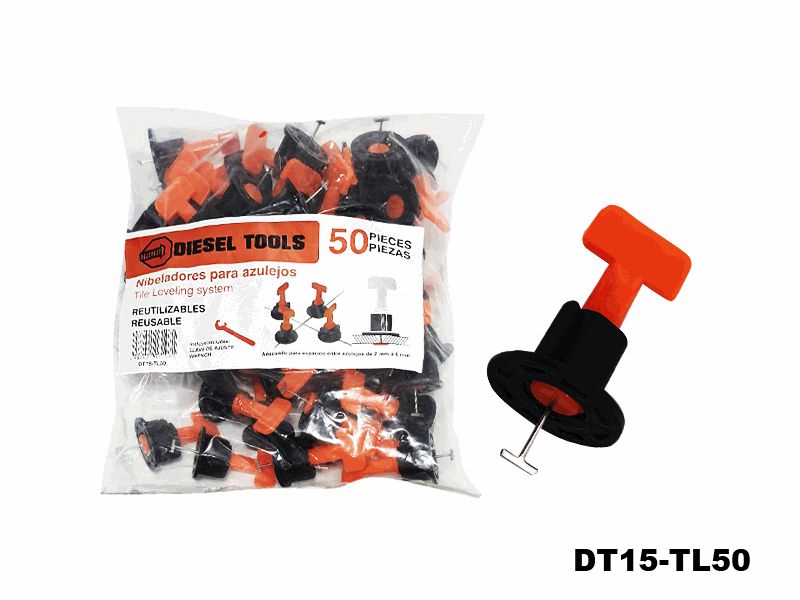 NIVELADORES REUSABLE P/BALDOSAS x 50 UNID DIESEL TOOLS 7-669