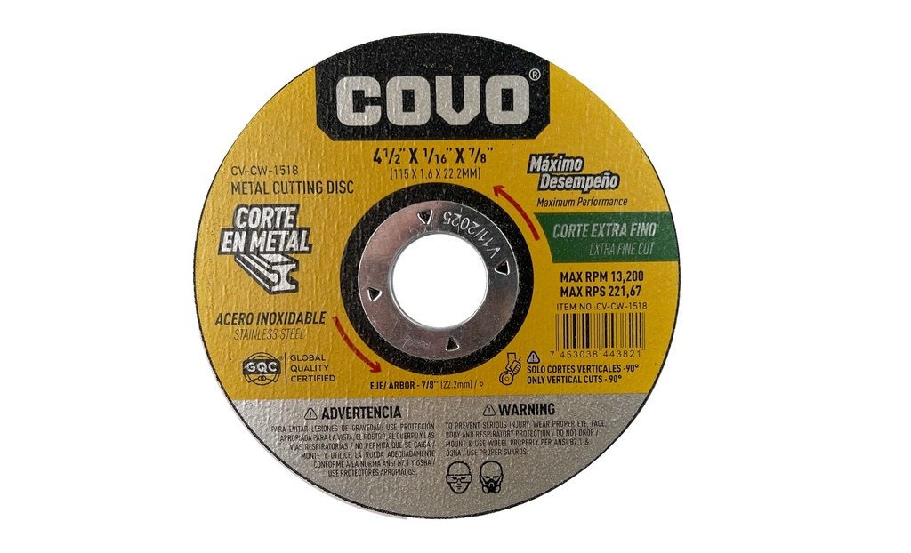 DISCO C/METAL EXTRA FINO 4 1/2" x 1/16" COVO (PLANO) 7-709