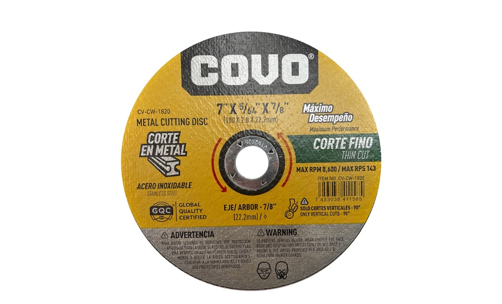 DISCO C/METAL FINO 7" x 5/64" COVO (PLANO) 7-711