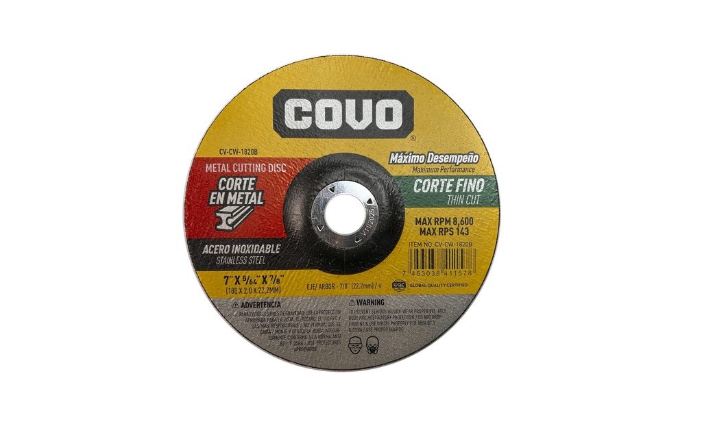 DISCO C/METAL EXTRA FINO 7" x 5/64" COVO (CONCOVO) 7-712
