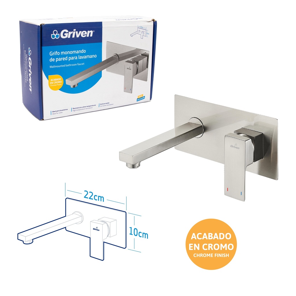 LLAVE LAVAMANO MONOMANDO PARED GRIVEN 7-752