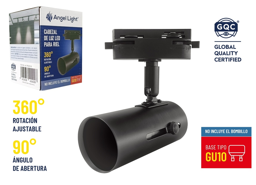 CABEZAL NEGRO P/RIEL S/BOMBILLO ANGEL LIGHT 7-765
