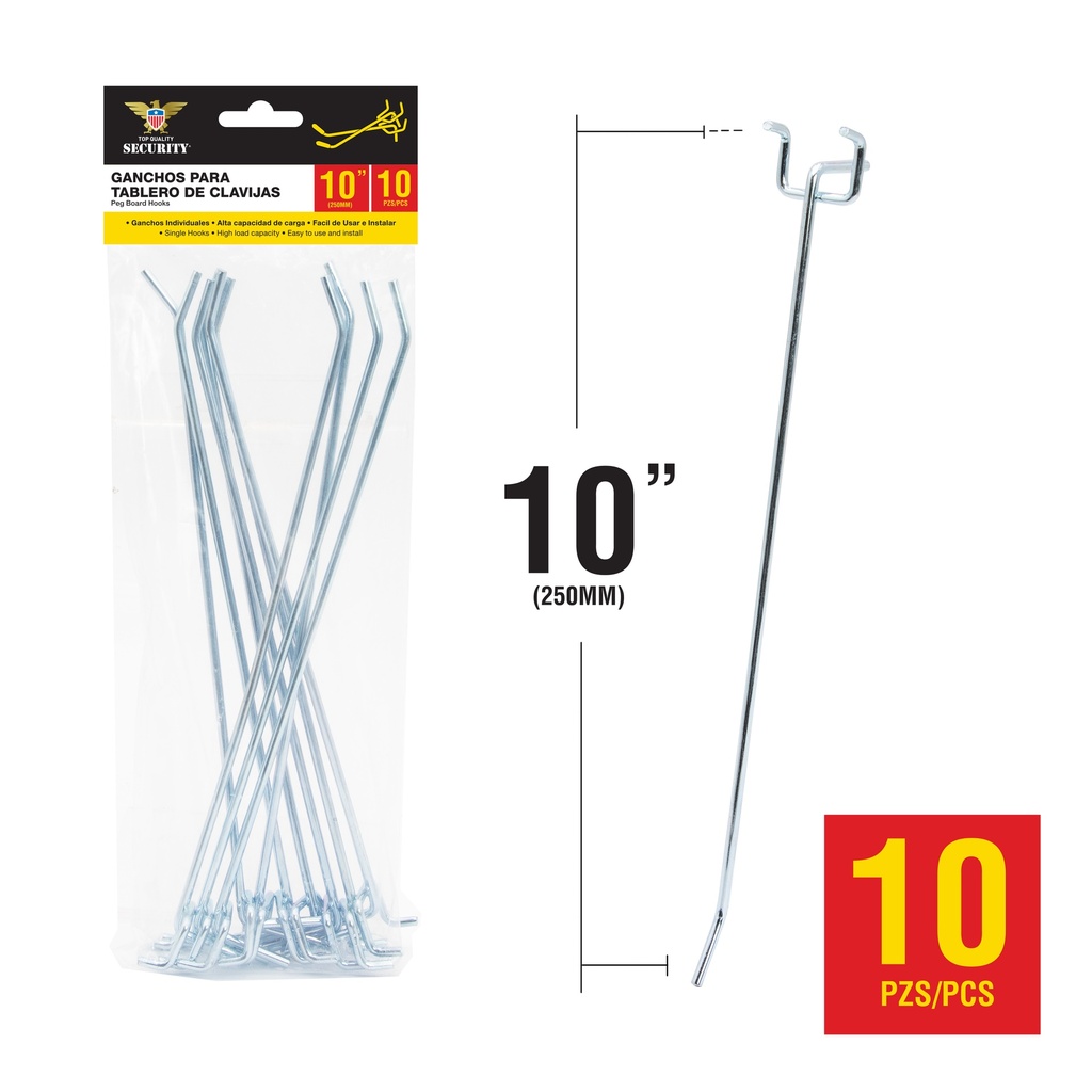 GANCHO P/COLGAR 250MM x 10 UNID SECURITY 7-791