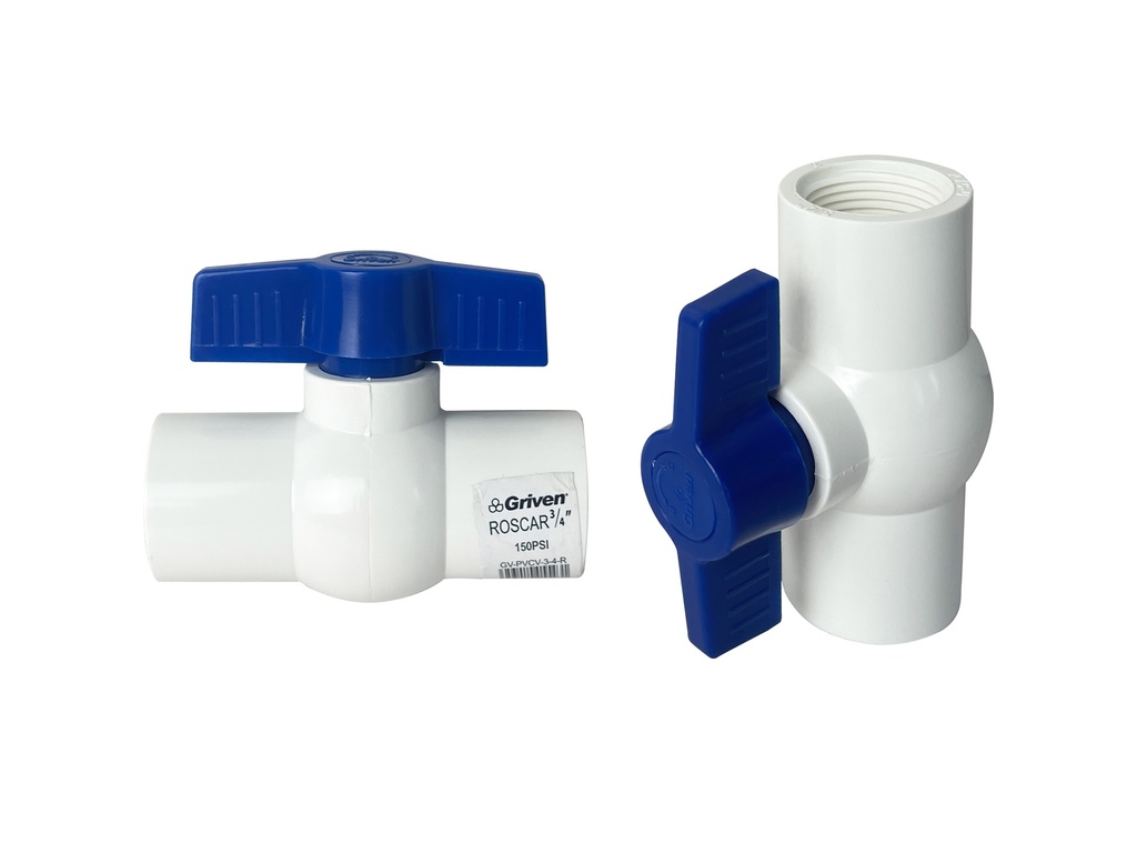 LLAVE DE BOLA PVC C/kkROSCA x 3/4" GRIVEN 7-804