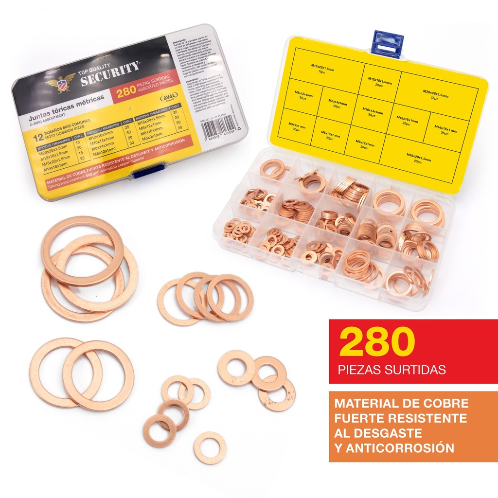 SET ARANDELA COBRE x 280 UNID SECURITY 7-832
