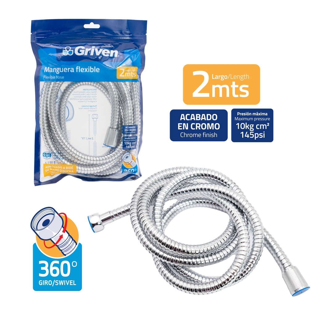 MANGUERA P/DUCHA TELEFONO 2MTS GRIVEN 7-837