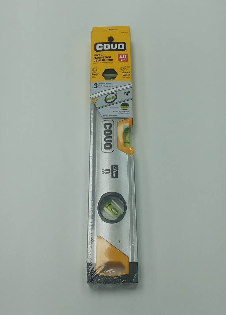 NIVEL ALUMINIO 16" 3 GOTAS COVO 7-852