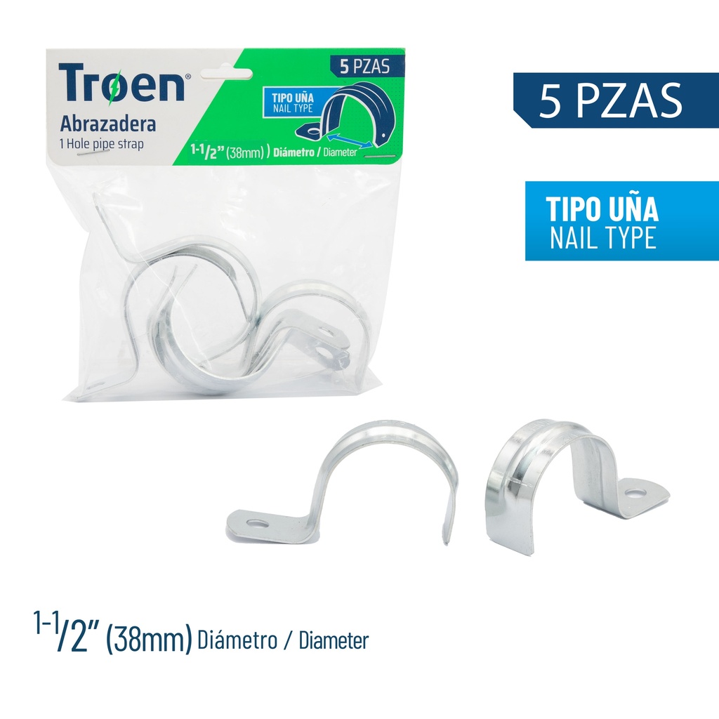 ABRAZADERA EMT SENCILLA x 1 1/2" X 5 UNID TROEN 7-871
