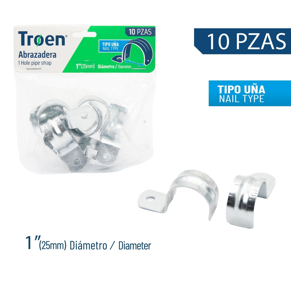 ABRAZADERA EMT SENCILLA x 1" X 10 UNID TROEN 7-873