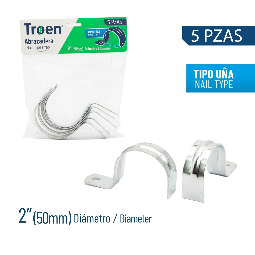 ABRAZADERA EMT SENCILLA x 2" X 5 UNID TROEN 7-875