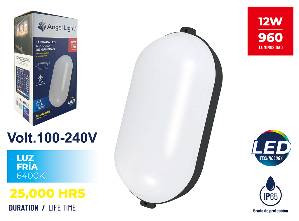 LAMPARA DE PARED EXTERIOR 12W ANGEL LIGHT 7-892