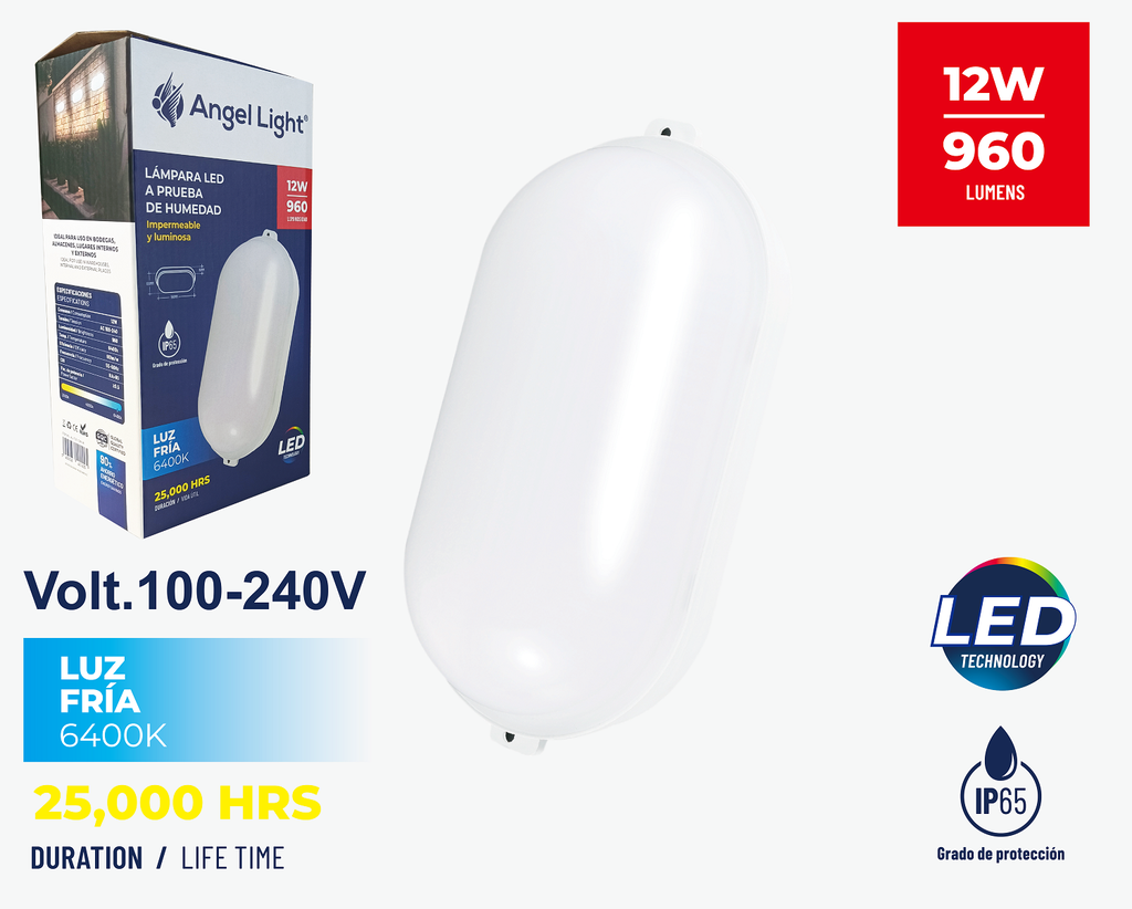 LAMPARA DE PARED EXTERIOR 12W ANGEL LIGHT 7-893