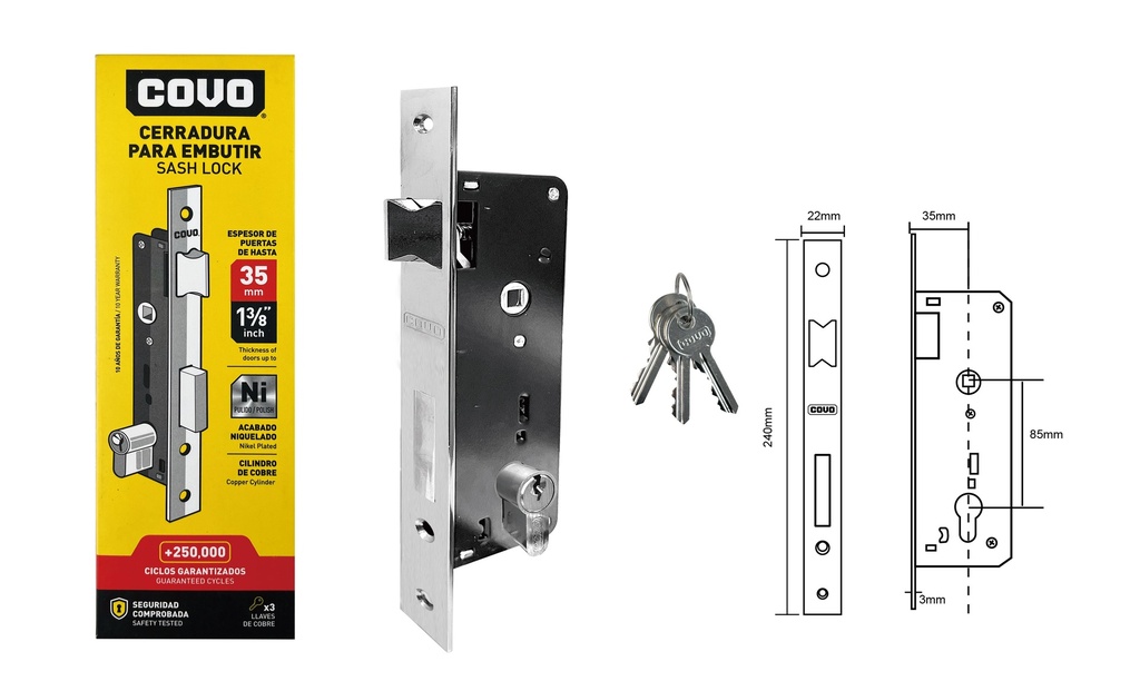 CERRADURA EMBUTIR 35MM COVO 7-900