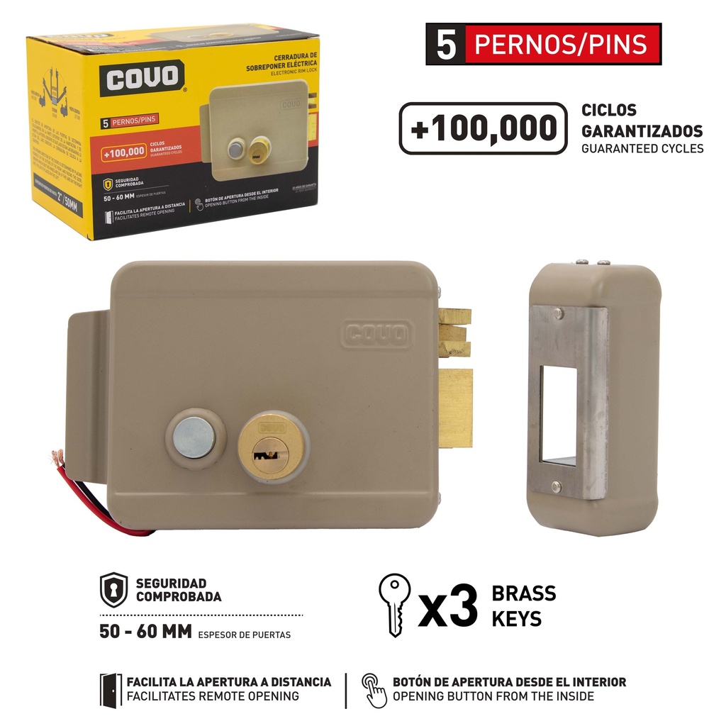CERRADURA ELECTRICA 12V COVO 7-902