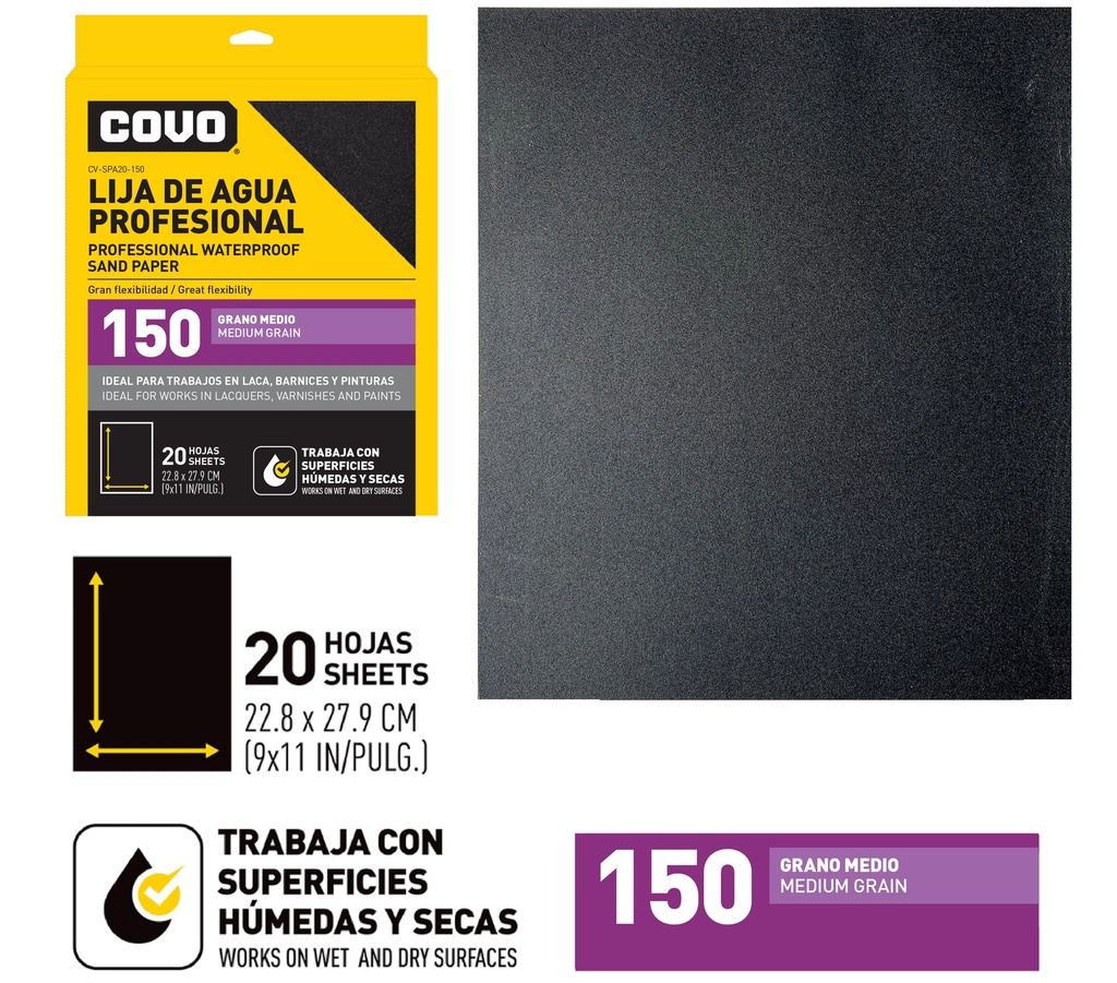 LIJA GRANO 150 x UNID COVO 7-905
