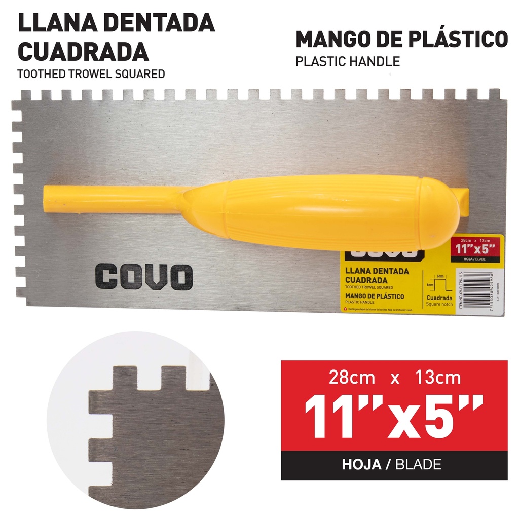 PALUSTRA DENTADA CUADRADA M/PLASTICO COVO 7-932
