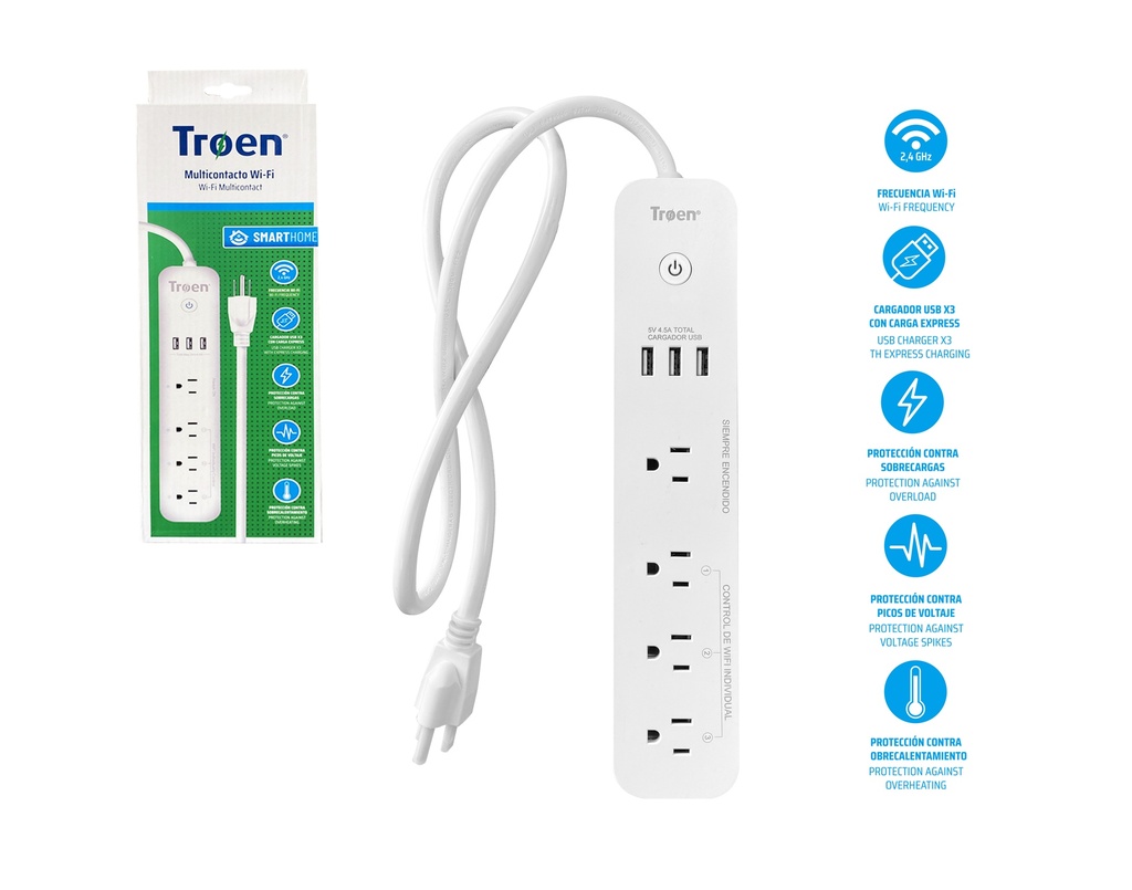 REGLETA WIFI 4T + 3USB TROEN SMART 7-960