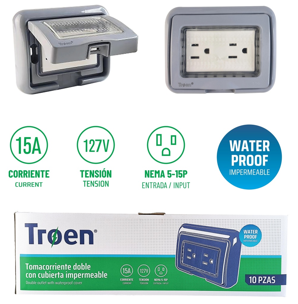 TOMA DOBLE P/EXTERIOR TROEN 7-962