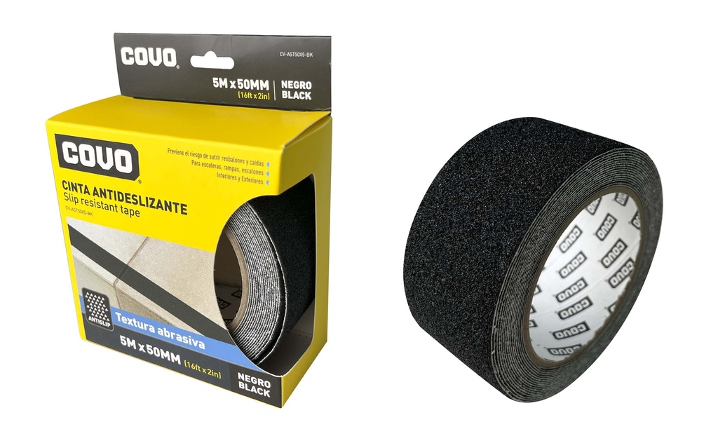 CINTA ANTIDESLIZANTE NEGRA 50MMx5MTS COVO 7-966