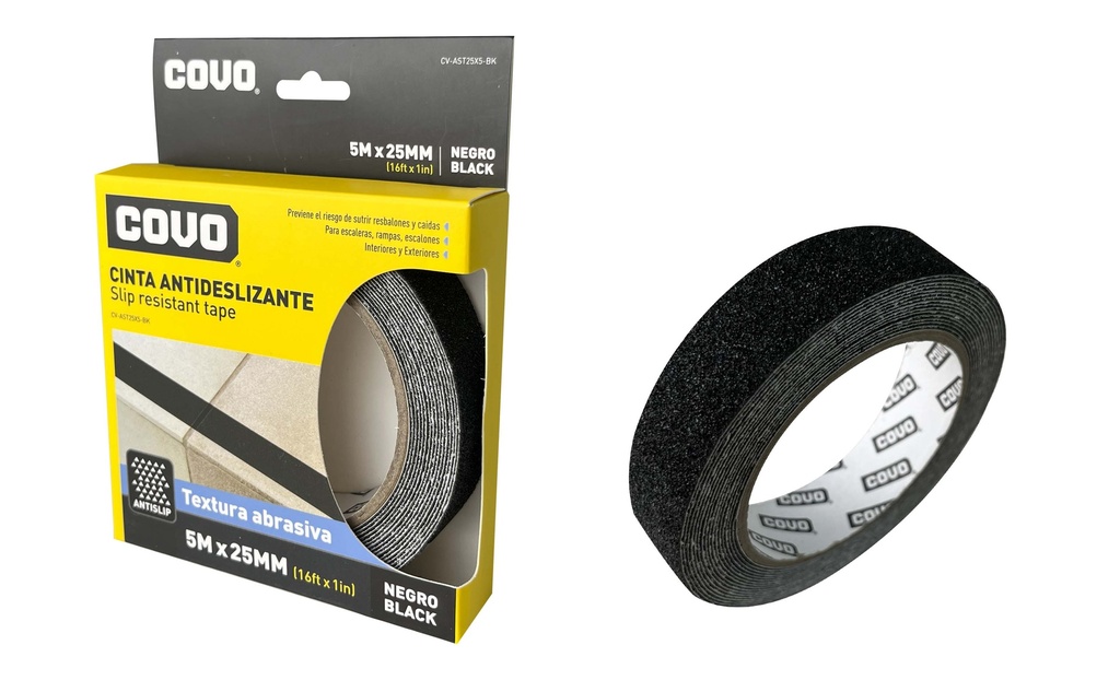 CINTA ANTIDESLIZANTE NEGRA 25MMx5MTS COVO 7-967