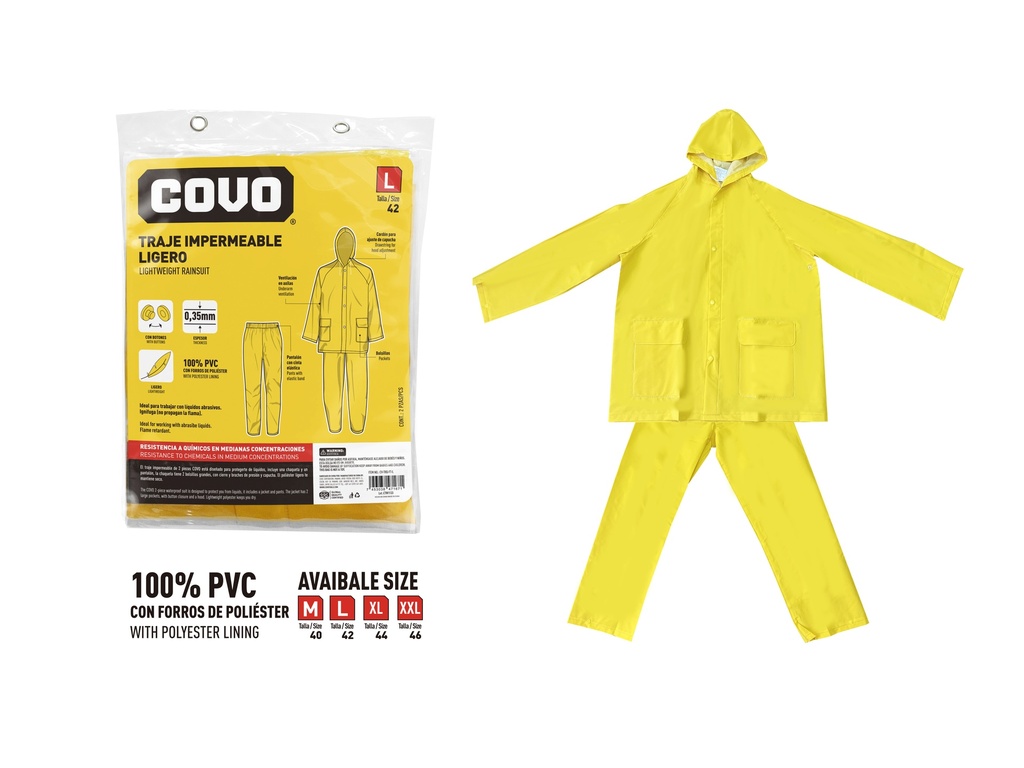 IMPERMEABLE PANTALON CHAQUETA TALLA L COVO 7-974