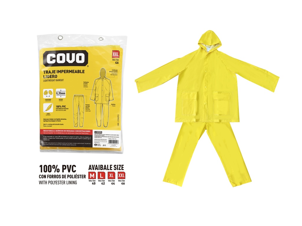 IMPERMEABLE PANTALON CHAQUETA TALLA XXL COVO 7-976