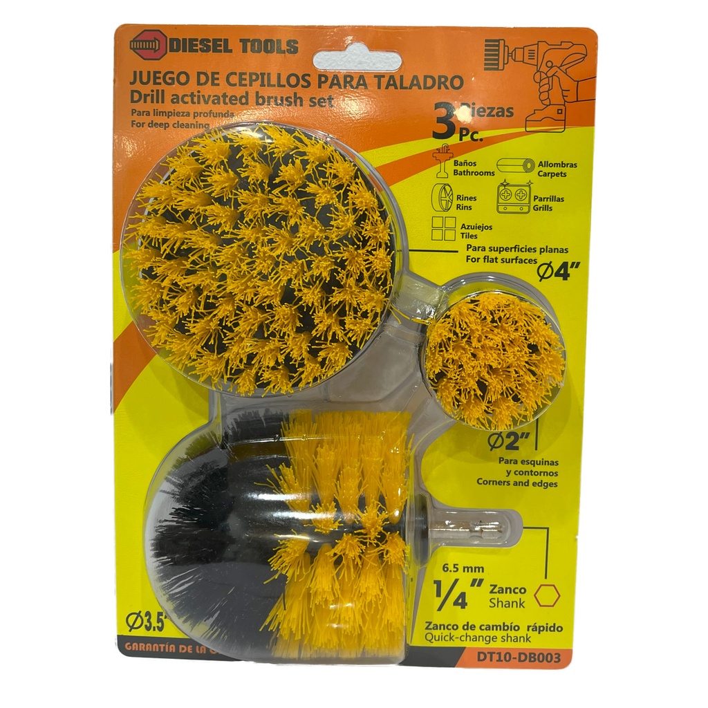 JUEGO CEPILLO P/TALADRO 3 UNID DIESEL TOOLS 8-087
