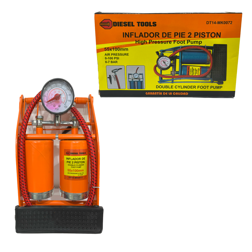 BOMBA DE AIRE DE PIE C/MANOMETRO DIESEL TOOLS 8-090