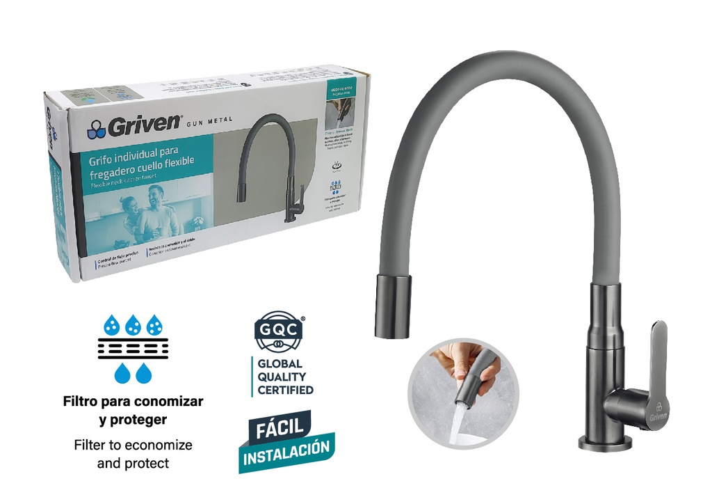 LLAVE FREGADERO IND noIVIDUAL G hiRIVEN GUN METAL 8-147