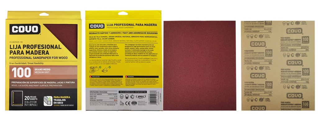 LIJA ROJA GRANO 100 x UNID COVO 8-152