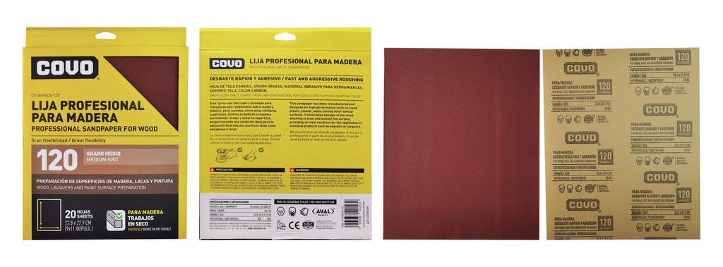 LIJA ROJA GRANO 120 x UNID COVO 8-153