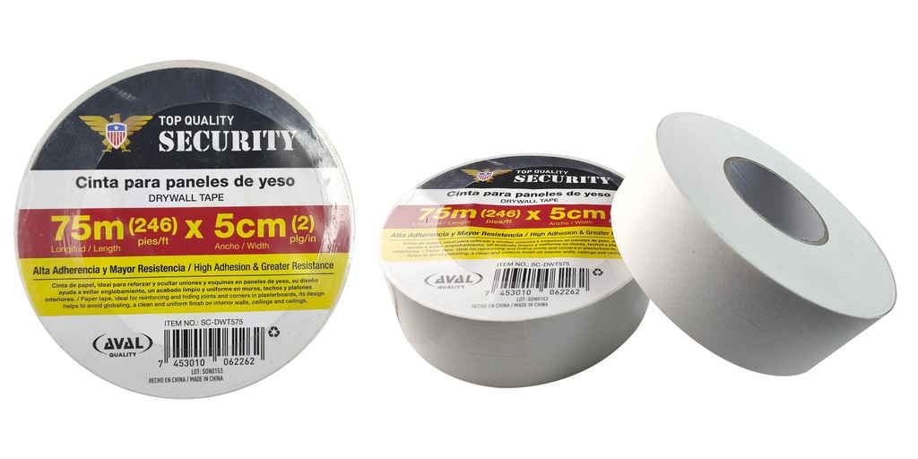 CINTA ADHESIVA P/JUNTAS DRYWALL 5 CM x 75 MTS SECURITY 8-170