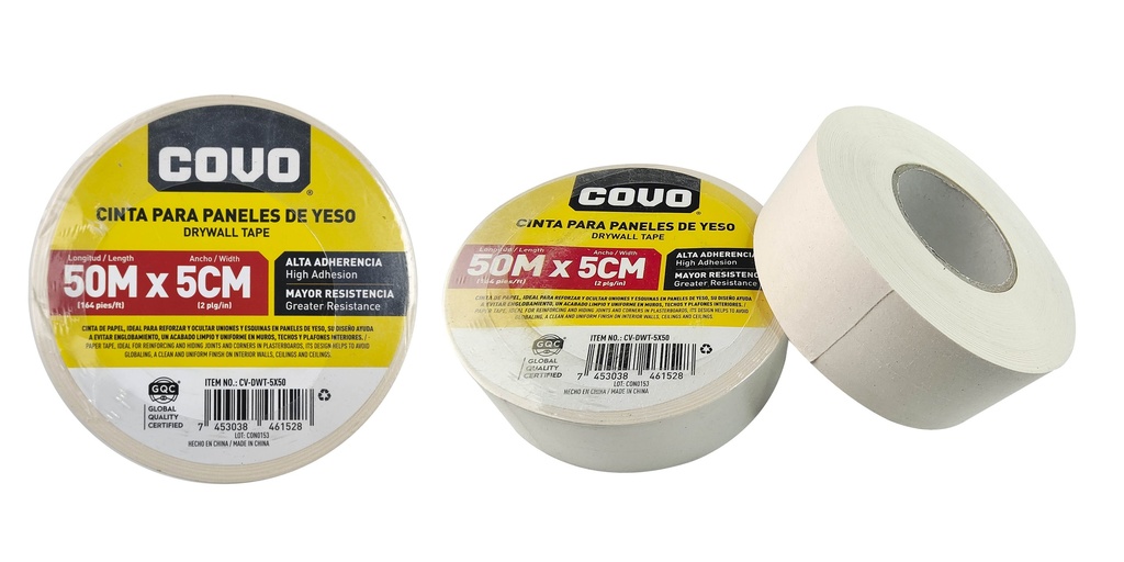 CINTA ADHESIVA P/JUNTAS DRYWALL 5 CM x 50 MTS COVO 8-174