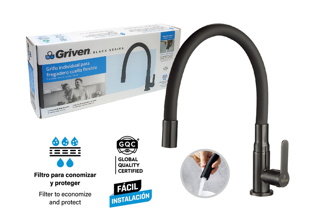 LLAVE FREGADERO INDIVIDUAL GRIVEN BLACK 8-176