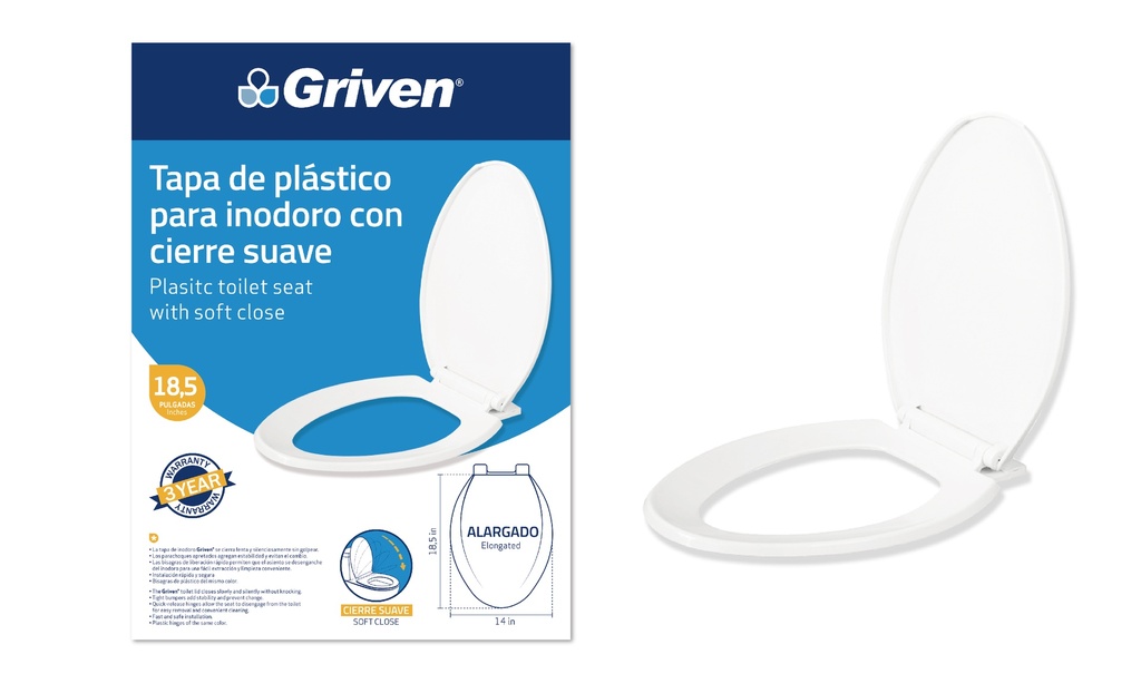 ASIENTO SANITARIO BLANCO ELONGADO CIERRE AUTO GRIVEN 5-150