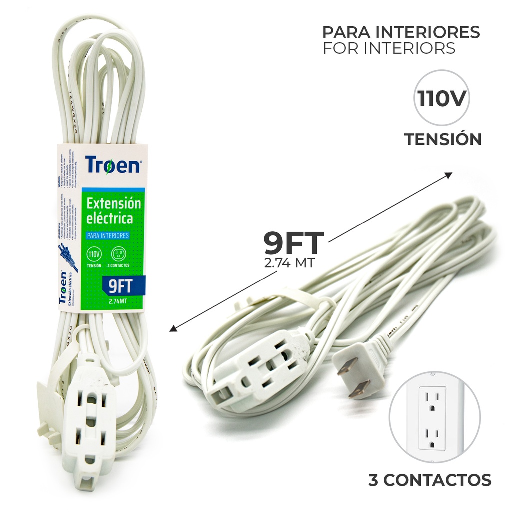 EXTENSION ELECTRICA BLANCA 2.74 MTS TROEN 5-191
