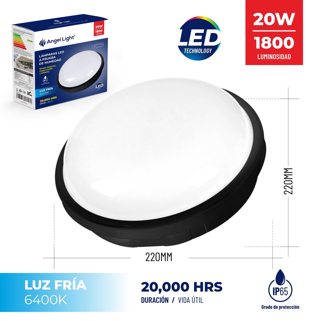LAMPARA REDONDA 20W P/EXTERIOR ANGEL LIGHT 5-247