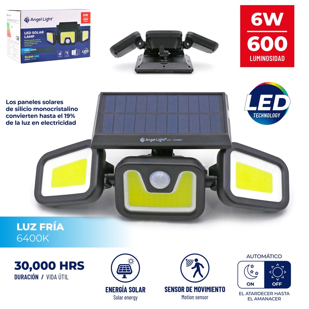LAMPARA CON PANEL SOLAR 6W ANGEL LIGHT 5-255
