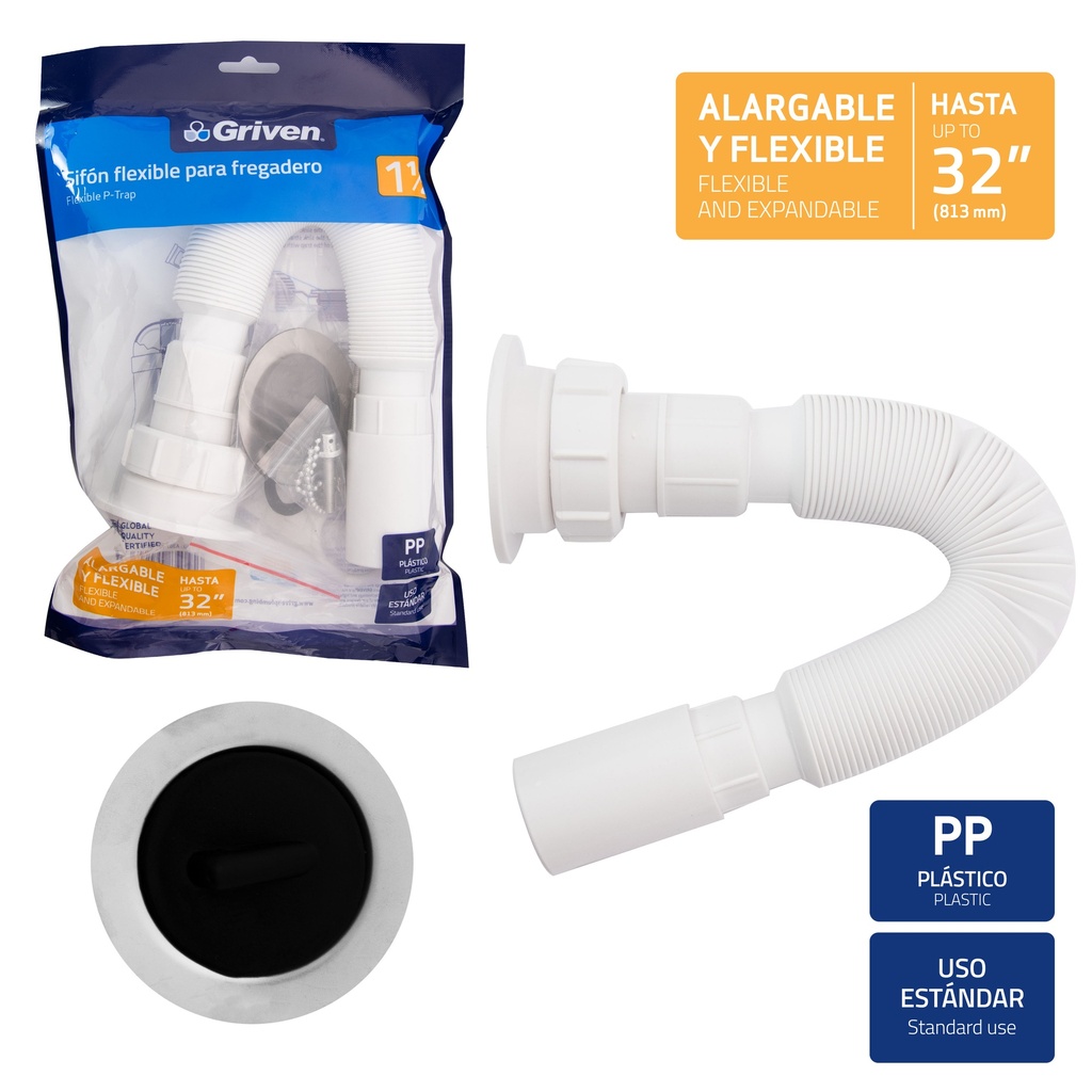 SIFON EXTENSIBLE 1 1/2 CON REJILLA GRIVEN 5-257